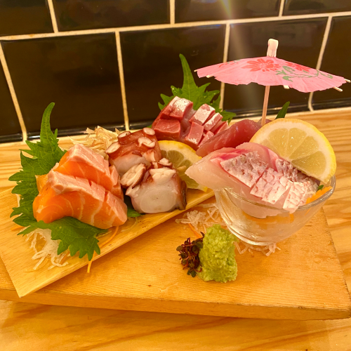 Altura de cinco clases de sashimi